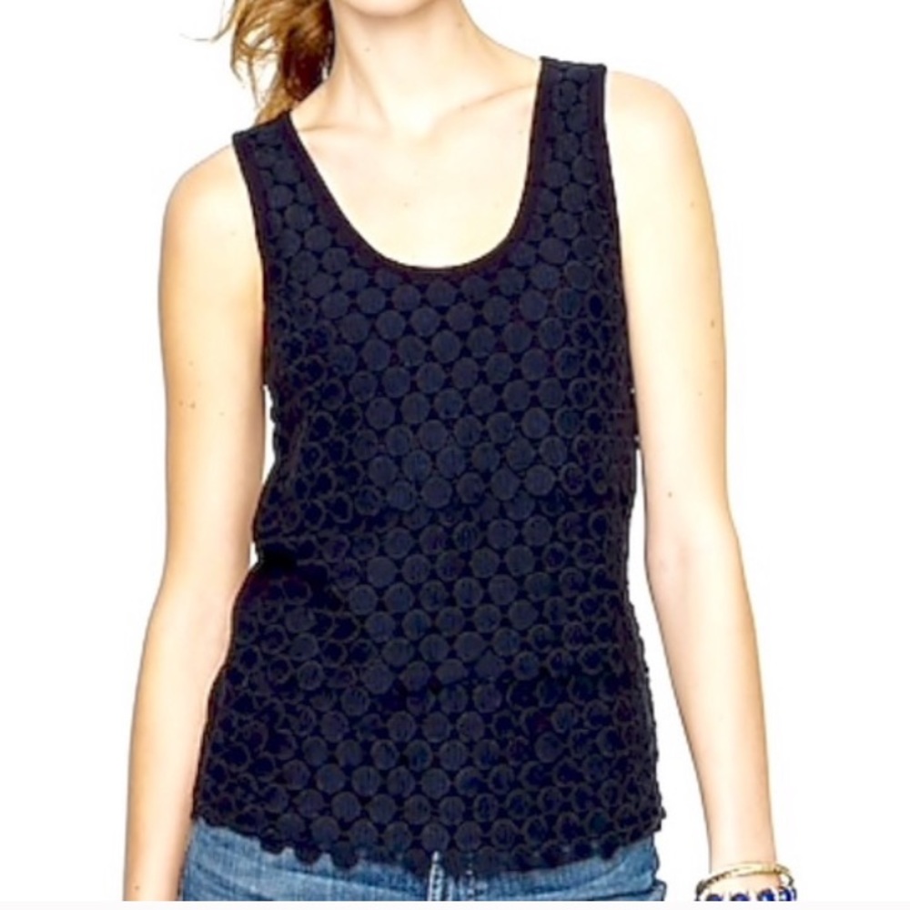 J.Crew Navy Blue Tiered Dot Tank Top Size Small - Picture 7 of 7